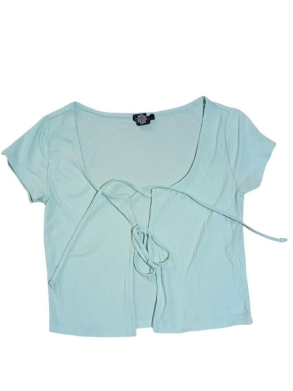 Rue21 Mint Green Ribbed Tie-Front Crop Top Size Small